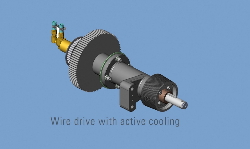 Active cooling for SOUCAN 800-2000 wire drive roller