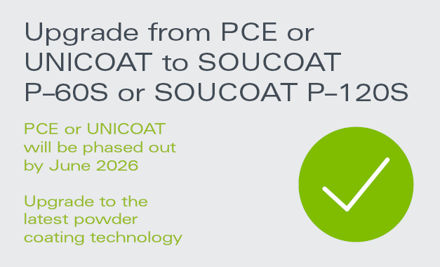 Phase-out from PCE or UNICOAT, upgrade to SOUCOAT P-60S or SOUCOAT P-120S