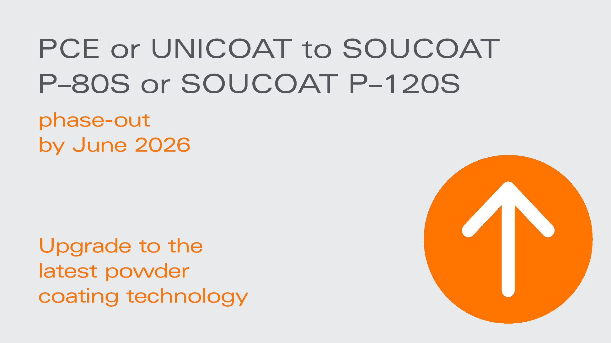 Phase-out from PCE and UNICOAT, upgrade to SOUCOAT P-80S or SOUCOAT P-120S